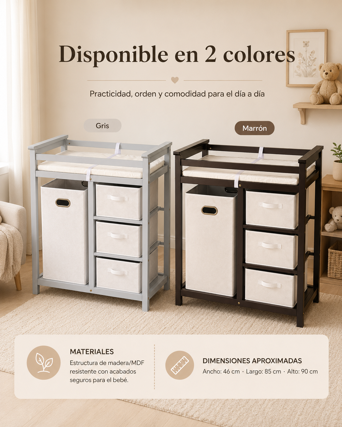 CAMBIADOR DE BEBÉ DE MADERA
