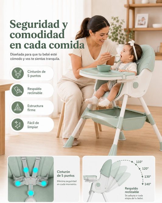 SILLA ALTA DE COMER 3 EN 1 PARA BEBÉ