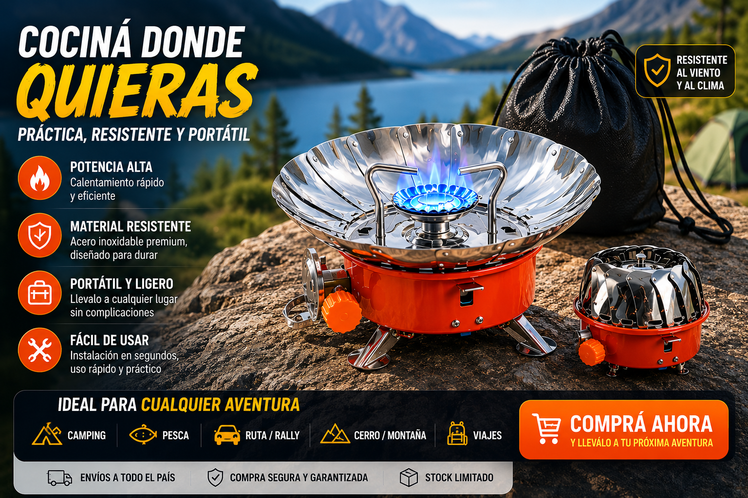 Gas portátil para acampar al aire libre